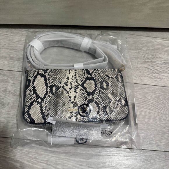 Michael Kors Bryant Small Snake Embossed Leather Convertible Pochette - Picture 5 of 6